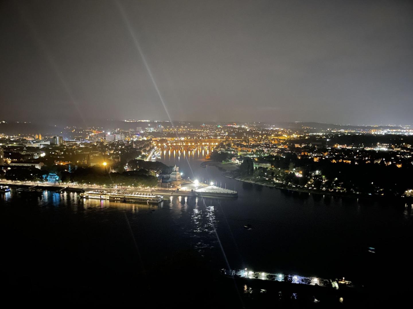 Koblenz Nachtpanorama von der Festung Ehrenbreitst